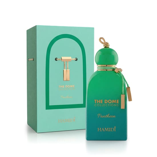 Close-up of Hamidi The Dom Pantheon EDP bottle