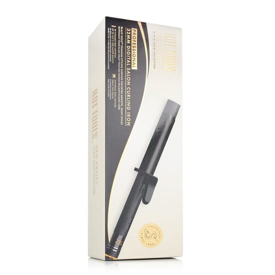 Hot Tools Black Gold Digital Curling Iron 32 mm in Action Close-up of Hot Tools Black Gold Digital Salon Curling Iron