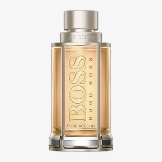 Hugo Boss The Scent Pure Accord For Him EDT näidise detailne vaade, minimalistlik ja elegantne näidispakend