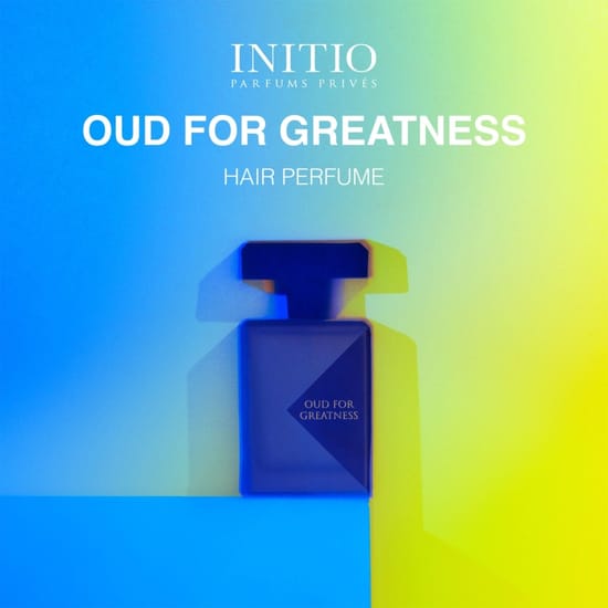 Initio Oud For Greatness originaalpakend – luksuslik juuksearoom Initio Oud For Greatness Hair Mist elegantne pudel, luksuslik juuksearoom, unisex parfüüm juustele