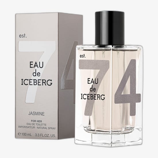 Originaalpakend Iceberg Eau de Iceberg Jasmine EDT lõhnale Iceberg Eau de Iceberg Jasmine EDT pudel lähivaates