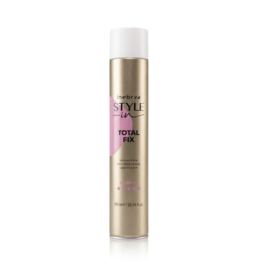 Close-up of Inebrya Style-In Total Fix Extra Strong Hairspray Bottle