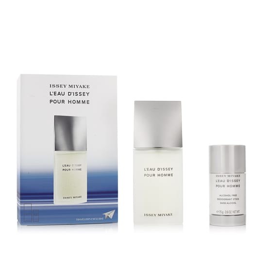 Elegant Issey Miyake L'Eau d'Issey Pour Homme EDT bottle with deodorant stick, minimalist design