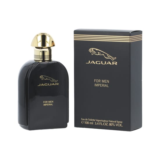 Close-up of jaguar for men imperial edt bottle