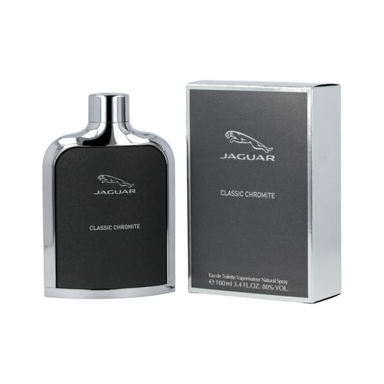 Bottle of Jaguar Classic Chromite EDT showcasing its sleek design
