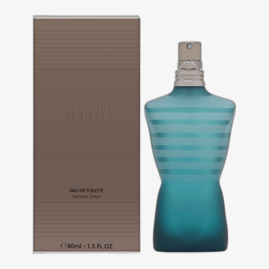 флакон Jean Paul Gaultier Le Male EDT крупным планом, элегантный профиль аромата