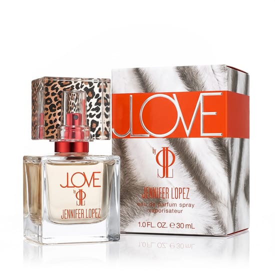 Close-up image of Jennifer Lopez JLove EDP perfume bottle
