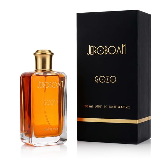 Original packaging of Jeroboam Gozo EP perfume Close-up of Jeroboam Gozo EP perfume bottle