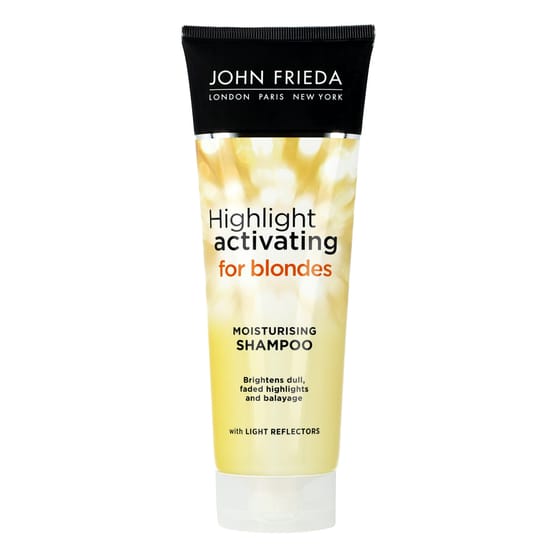 Bottle of John Frieda Highlight Activating Moisturizing Shampoo