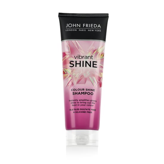 Bottle of John Frieda Vibrant Shine Colour Shine Shampoo