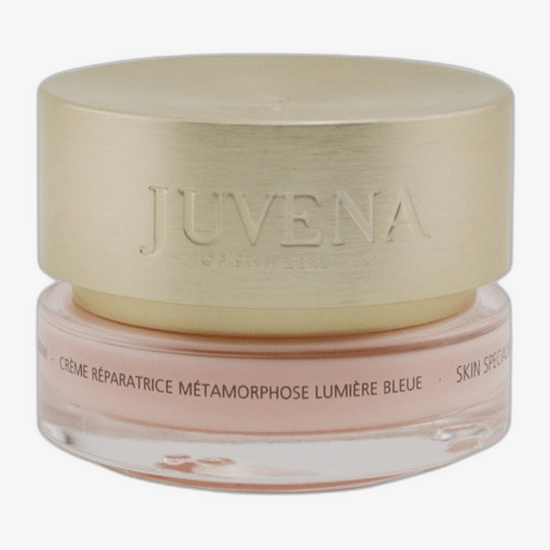 Juvena Juvelia® Nutri-Restore Eye Cream shown in elegant packaging, close-up texture of cream
