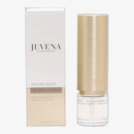 Juvena Skin Specialists Skin Nova SC seerumi elegantne pudel, lähedalt vaadeldes tekstuuri