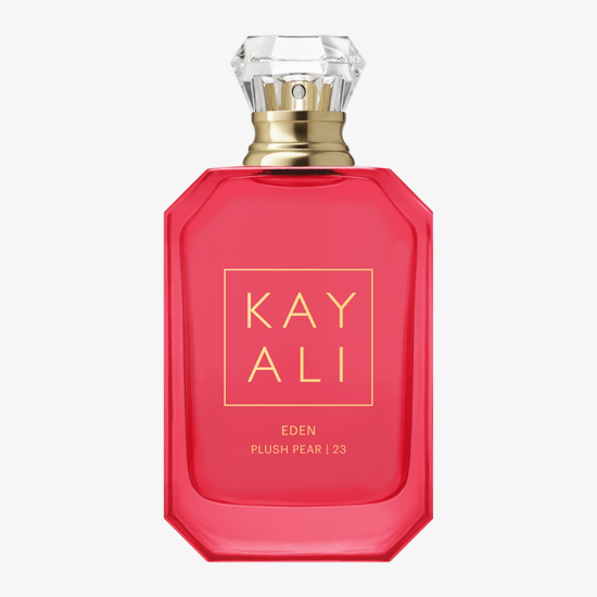 Original packaging of Kayali Eden Plush Pear | 23 EDP Elegant bottle of Kayali Eden Plush Pear | 23 EDP