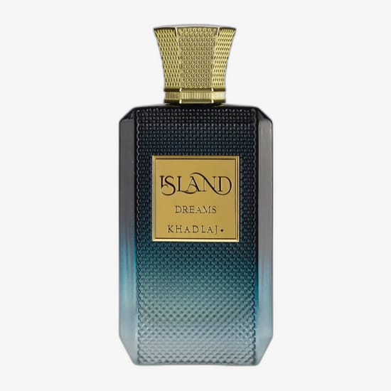 Original packaging of Khadlaj Island Dreams Extrait Khadlaj Island Dreams Extrait bottle close-up