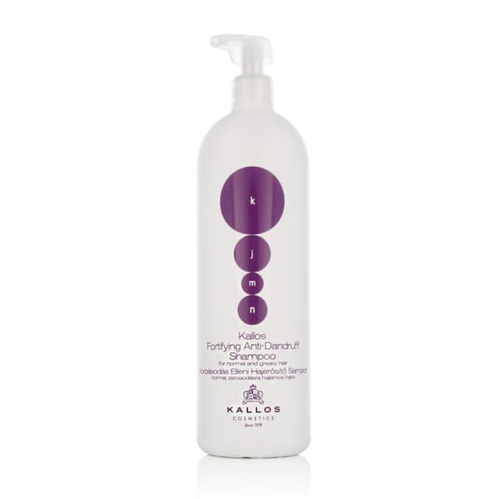 Bottle of kallos kjmn fortifying anti-dandruff shampoo