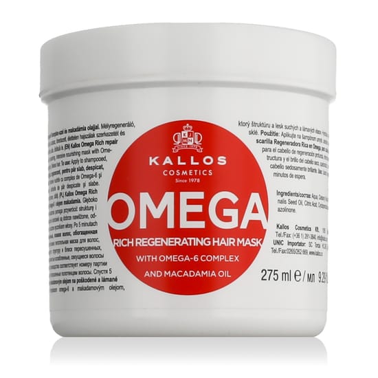 Kallos Omega Rich Repair juuksemask makadaamiaõliga, taastav juuksemask Omega-6