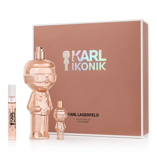 Elegant packaging of Karl Lagerfeld Ikonik Pour Femme EDP set