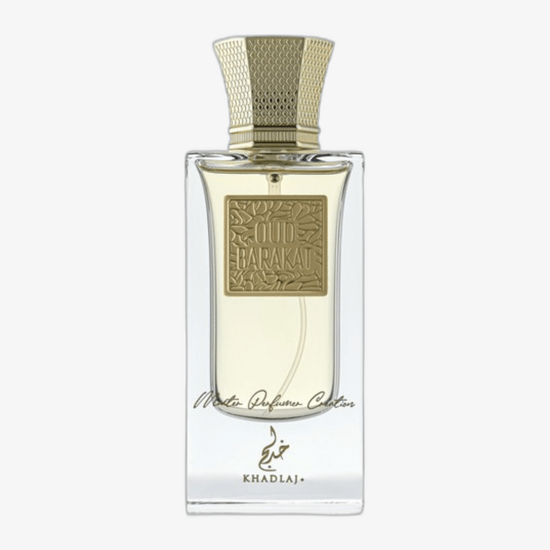 Close-up of Khadlaj Oud Barakat EDP bottle