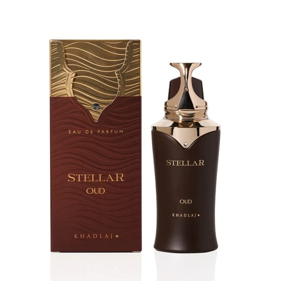 Elegant bottle of Khadlaj Stellar Oud Eau De Parfum