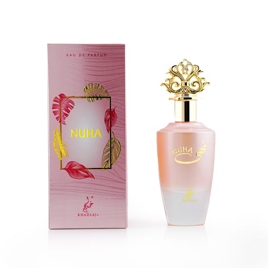 Khadlaj Nuha Eau De Parfum packaging Khadlaj Nuha Eau De Parfum bottle close-up