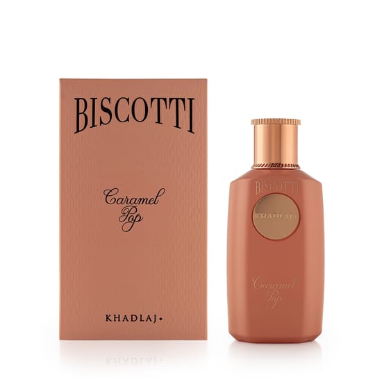Bottle of Khadlaj Biscotti Caramel Pop EP up close