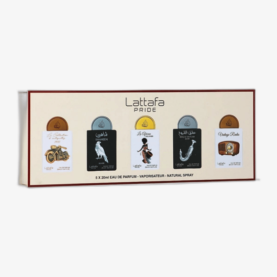 Lattafa gift set box 05 edp featuring five 20 ml bottles
