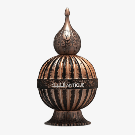 Bottle of Lattafa Niche Emarati Antique EDP close-up