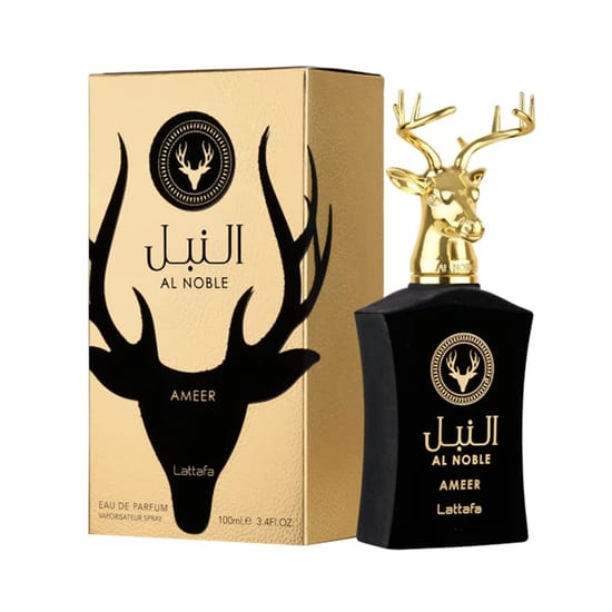 Elegant bottle of Lattafa Al Noble Ameer EDP