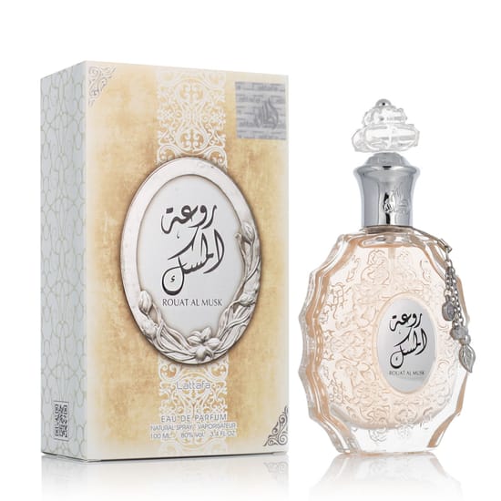 Оригинальная упаковка Lattafa Rouat Al Musk EDP Флакон Lattafa Rouat Al Musk EDP вблизи