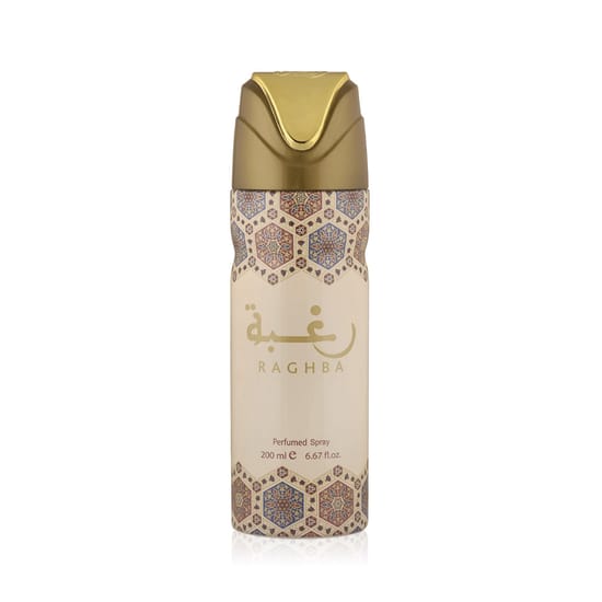 Флакон дезодоранта Lattafa Raghba Deodorant VAPO крупным планом