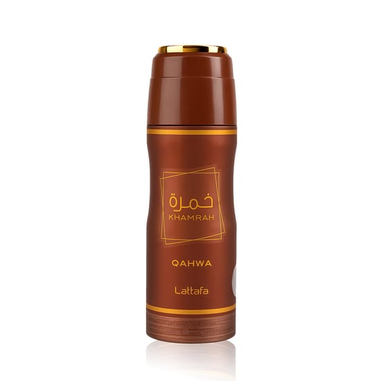 Bottle of Lattafa Khamrah Qahwa VAPO deodorant