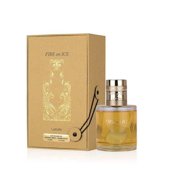 Lattafa Fire On Ice EDP pudel lähivaatlus