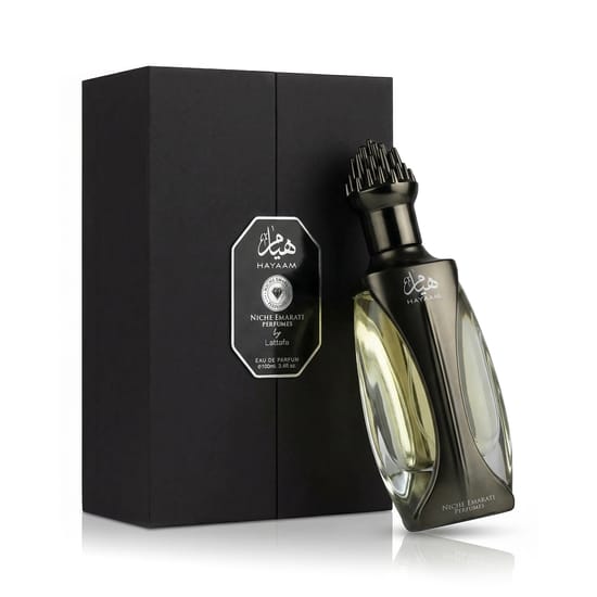 Lattafa niche emarati hayaam edp pudel ainulaadse disainiga
