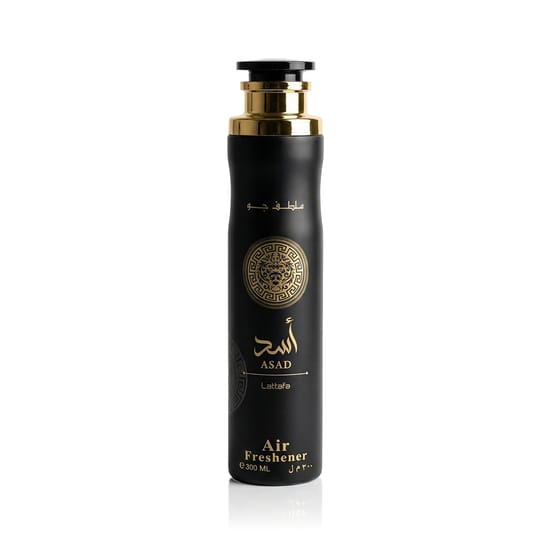 Lattafa Asad Interior Scent originaalne pakend Lattafa Asad Interior Scenti pudeli lähedane vaade