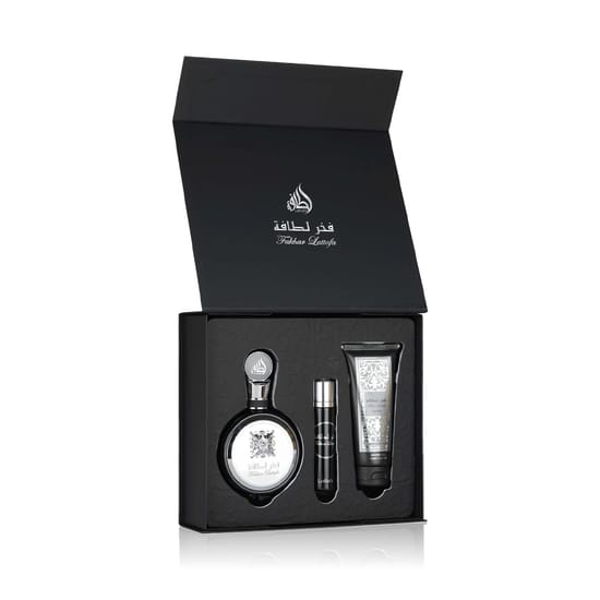 Lattafa Pride Fakhar Black EDP set with mini and shower gel