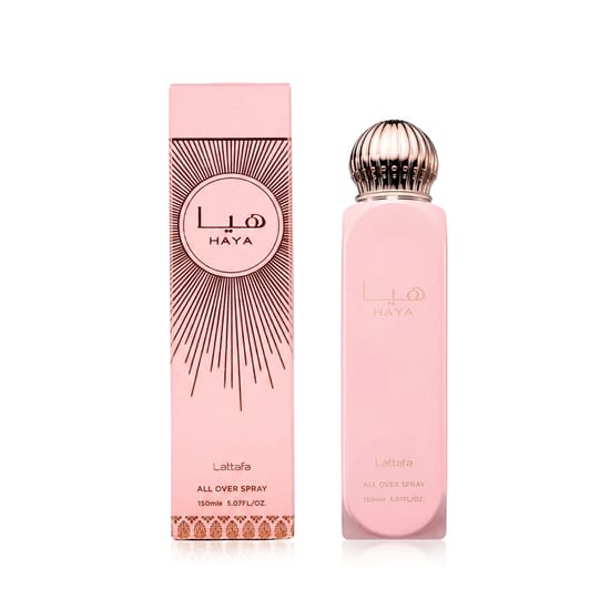 Close-up of Lattafa Haya Hair & Body Mist Bottle