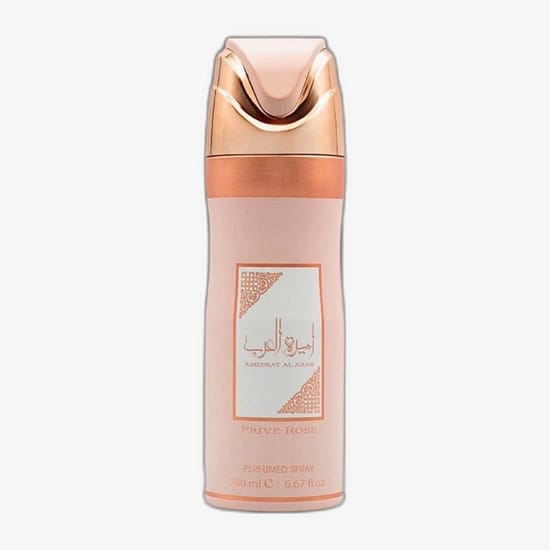 Lattafa Ameerat Al Arab Prive Rose deodorandi pakend Lattafa Ameerat Al Arab Prive Rose deodorandi vapo pudel