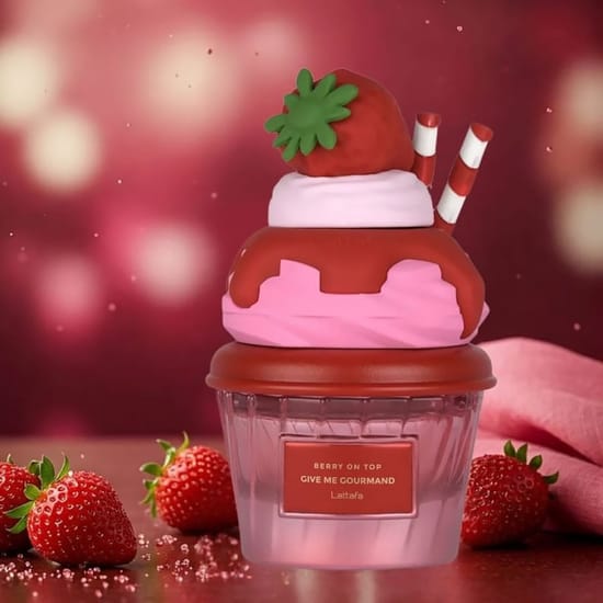 Elegant bottle of Lattafa Give Me Gourmand Berry On Top EDP