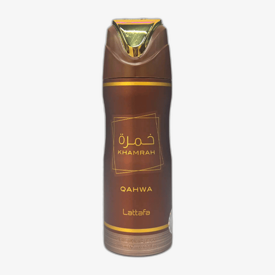 Bottle of Lattafa Khamrah Qahwa VAPO deodorant