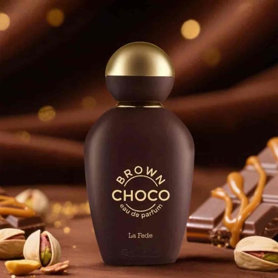Bottle of La Fede Choco Brown EDP up close