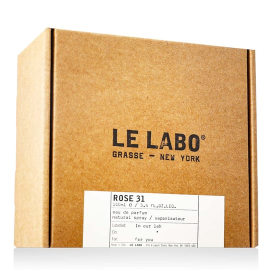 Original packaging of Le Labo Rose 31 perfume Elegant bottle of Le Labo Rose 31 Eau de Parfum