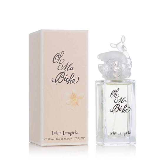 Original packaging of Lolita Lempicka Oh Ma Biche perfume Close-up image of Lolita Lempicka Oh Ma Biche perfume bottle