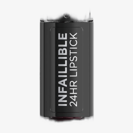 Original packaging of L'Oréal Paris Infaillible 24HR Lipstick Close-up of L'Oréal Paris Infaillible 24HR Lipstick in Toujours Toffee