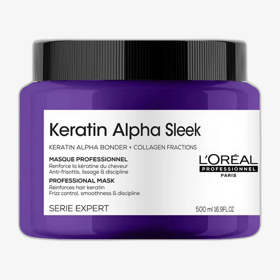 Lähivõte L'Oréal Professionnel Keratin Alpha Sleek Maskist