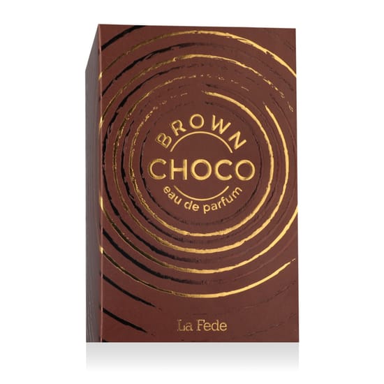 Original packaging of La Fede Choco Brown EDP Close-up image of La Fede Choco Brown EDP bottle