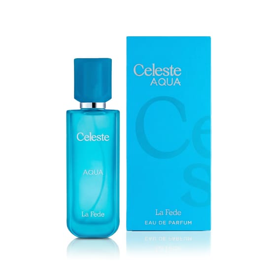 Bottle of La Fede Celeste Aqua EDP up close