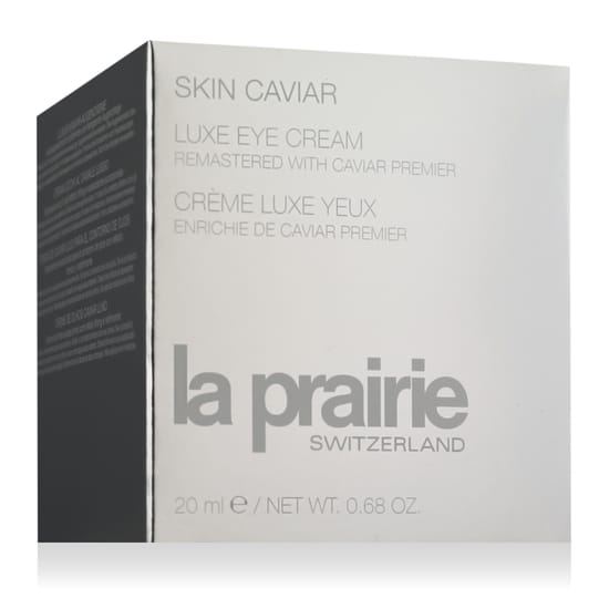 Оригинальная упаковка La Prairie Skin Caviar Luxe Eye Cream Крупный план банки La Prairie Skin Caviar Luxe Eye Cream