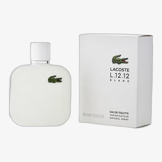 Фотография флакона Lacoste L.12.12 Blanc Eau Fraîche EDT крупным планом