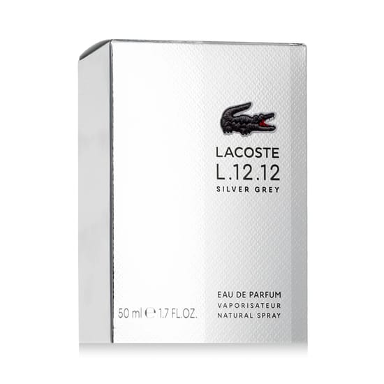 Bottle of lacoste l.12.12 silver grey edp