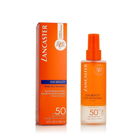Lancaster Sun Beauty SPF 50 päikesekaitsevesi pakendis